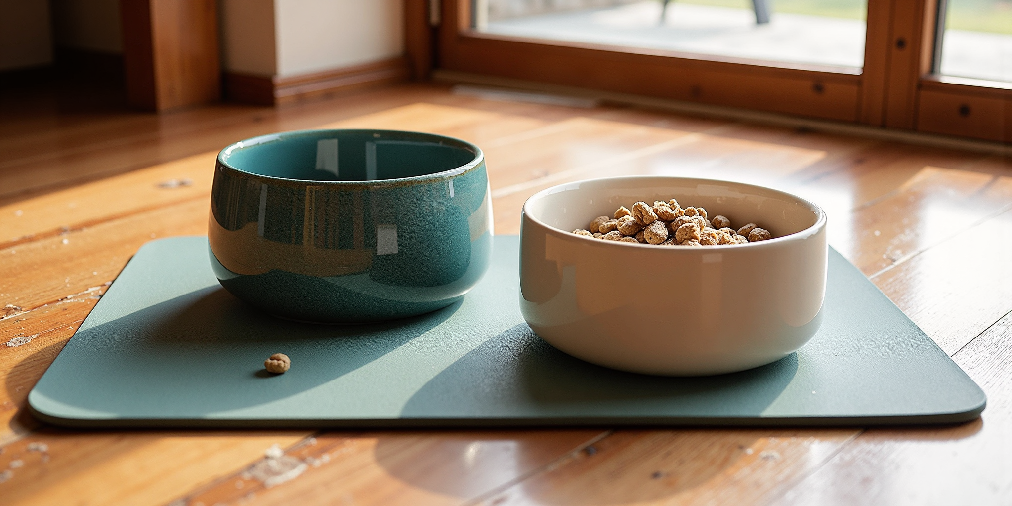 Stainless steel dog bowl close-up showing polished surface