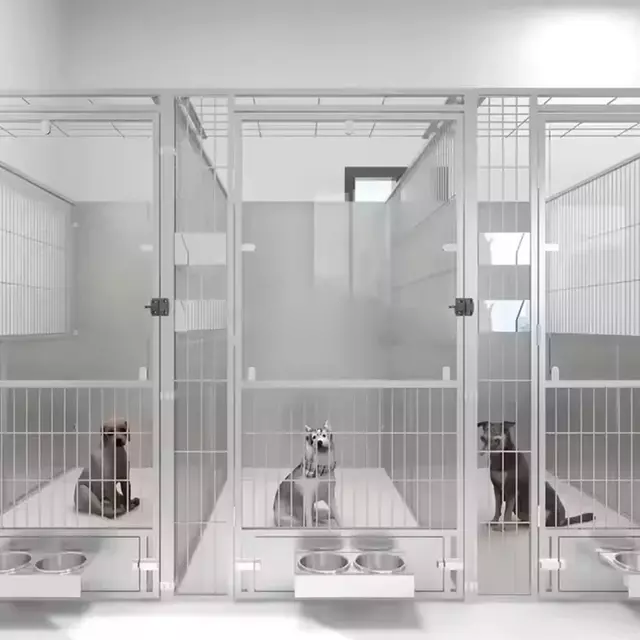 Medium Ventilated Divided Stainless Kennel