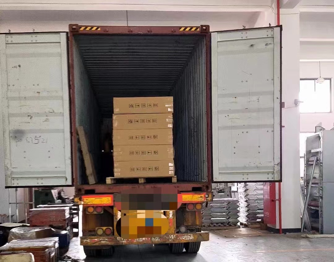 Products loaded in shipping container ready for export