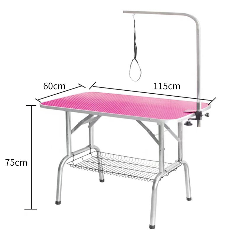Folding Dog Grooming Table Stainless Steel with Arm & Leash Professional Pet Salon Grooming Station for Home or Commercial Use